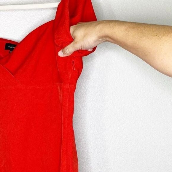 Majorelle Bridget Mini Dress Size Large Ruby Red Strapless Off the Shoulder - Picture 3 of 8